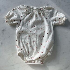 Zara Cream Baby One-Piece with Red Cherry Print